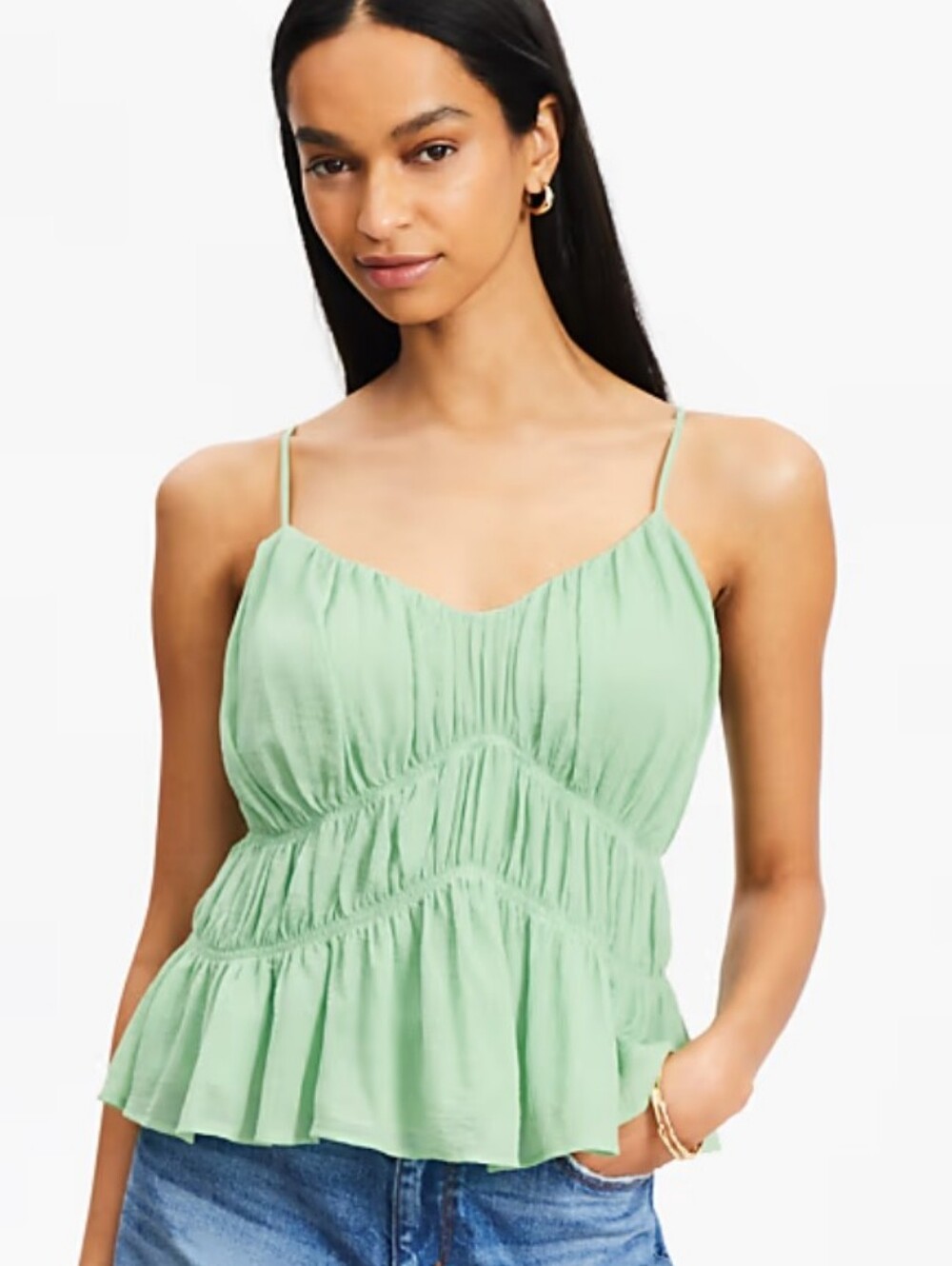LOFT Smocked V-Neck Peplum Cami